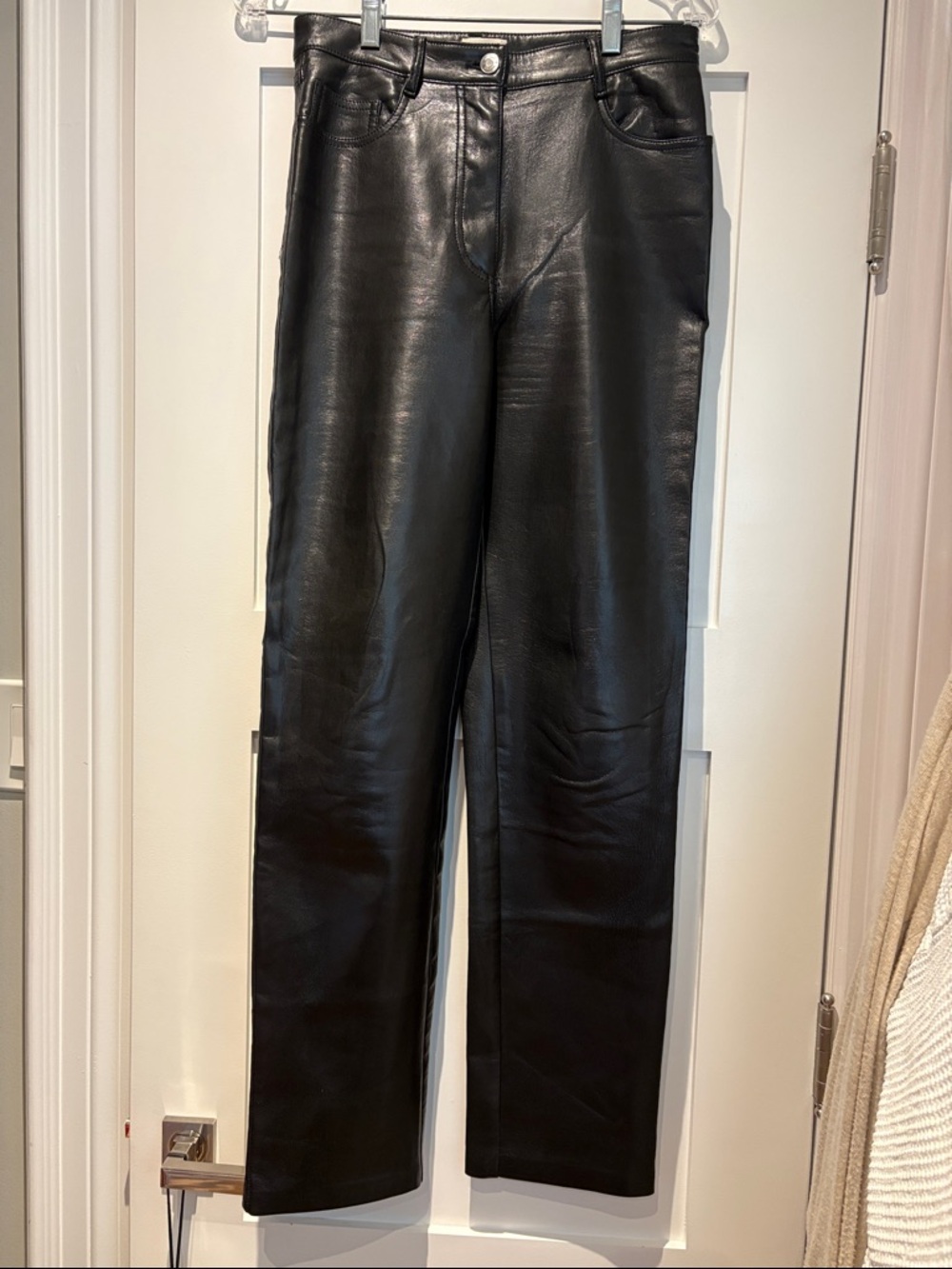 Wilfred Black Faux Leather Straight-Leg Pants